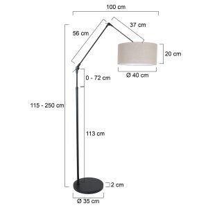 Steinhauer Lighting Stehleuchte PRESTIGE CHIC Schwarz Grau 40 cm 8113ZW