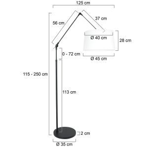 Steinhauer Lighting Stehleuchte PRESTIGE CHIC Schwarz Weiß Leinen 45 cm 8184ZW