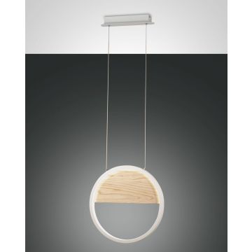 Fabas Luce LED-Pendelleuchte PIERRE Weiß/Holz 3695-40-102