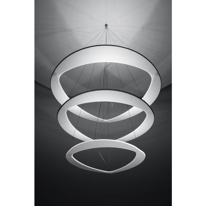 Icone-Minitallux LED-Pendelleuchte DIADEMA 50cm/70cm/90cm weiß/gold 2700K/3000K (3 Ringe) DIADEMA-S3