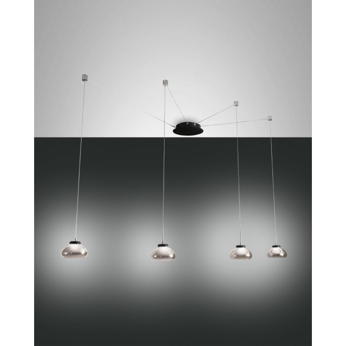 Fabas Luce 4er-LED-Pendelleuchte ARABELLA grau 3547-49-126